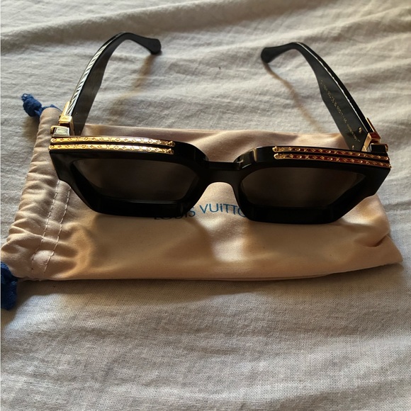 Louis Vuitton Black and Gold Geometric Sunglasses - Picture 1 of 5